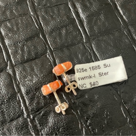 Sterling silver 925 one of a kind Sunstone rough earrings - Picture 4 of 8